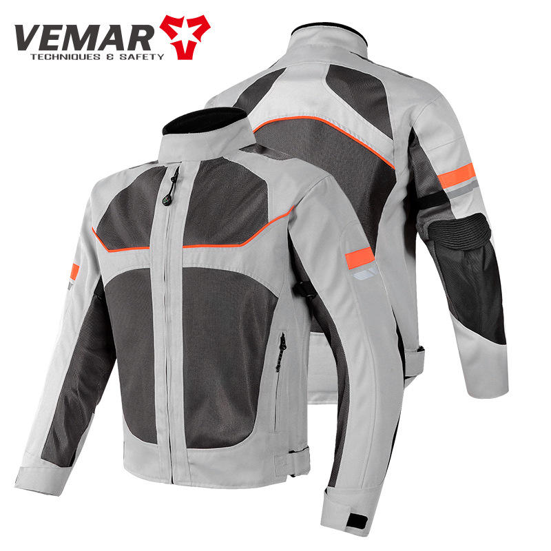 เสื้อแจ็คเก็ตขี่มอเตอร์ไซค์ผู้ชาย Vemar ตาข่ายระบายอากาศ CE2
